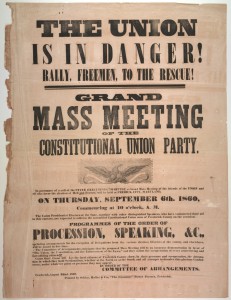A broadside advertising a meeting of the Constitutional Union Party in Frederick in September 1860  (Perkins Library, Duke University)