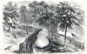Fighting at Crampton’s Gap during the Battle of South Mountain, September 14, 1862 (Harper’s Weekly, October 25, 1862; A.R. Waud, artist; NPS History Collection)