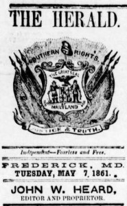 The masthead of the pro-Southern Frederick Herald newspaper (Maryland State Archives)
