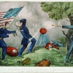 "Death of Col. Edward D. Baker: At the Battle of Ball's Bluff near Leesburg, Va., Oct. 21st 1861," lithograph c. 1861 by Currier & Ives, New York (Library of Congress)