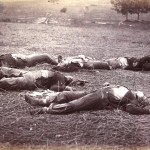 Union soldiers killed on the battles first day remain on the field near the McPherson woods where General Reynolds was mortally wounded (July 1863, Timothy H. O'Sullivan, photographer; Library of Congress) 