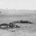 Two slain Confederate soldiers remain where they were felled near Burnside Bridge (September 1862, Alexander Gardner, photographer; Library of Congress)