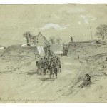 Union cavalry marching out of the fortifications of Harpers Ferry, c. August, 1864 (Alfred R. Waud, artist; Library of Congress)