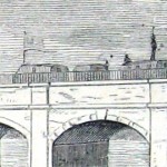 A detail of the previous image showing canal transport boats and soldiers on the Monocacy Aqueduct (Harper's Weekly, September 14, 1861; NPS History Collection)