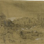 This broad view encompasses the hill where General Weed was killed ("Slaughter Pen") and the ravine that the Unions 3rd Corps wrested away from the Confederates (July 1863, Alfred R. Waud, artist; Library of Congress) 