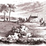 Battery at Edward's Ferry, sketched by D.H. Strother (D.H. Strother, "Personal Recollections of the War by a Virginian, Third Paper," Harper's New Monthly Magazine 3 [Sept. 1866]: 422)