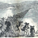 Union troops retreating across the Potomac River back to Edward's Ferry on the night of October 23, 1861 (Frank Leslie's Illustrated Newspaper, November 16, 1861; NPS History Collection)