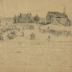 The original sketch of the charge made by the 6th Michigan Cavalry (July 14, 1863, Edwin Forbes, artist; Library of Congress) 