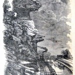 Bollman's Rock at Point of Rocks in Frederick County, where the Baltimore & Ohio Railroad and the Chesapeake & Ohio Canal run side-by-side (Harper's Weekly, June 8, 1861; NPS History Collection)