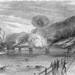 Destruction of the Baltimore and Ohio Railroad bridge at Harpers Ferry by the Confederates on June 15, 1861 (Harper's Weekly, July 6, 1861; Library of Congress)
