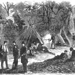 Soldiers from Virginia camping in the woods near Leesburg, Virginia (Harper's Weekly, November 9, 1861; NPS History Collection)