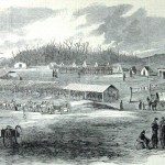 Encampment of Union cavalry scouts near Hancock, Maryland (W.W. Charles, artist; Harper's Weekly, February 1, 1862; NPS Historical Collection)