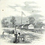 Union soldiers guarding the Baltimore and Ohio Railroad tracks in Hancock (Theodore R. Davis, artist; Harper's Weekly, November 8, 1862; NPS History Collection)