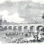 Union soldiers from General Nathaniel Banks' army cross the Monocacy River near the Monocacy Aqueduct (Harper's Weekly, September 14, 1861; NPS History Collection)