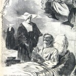 A Sister of Charity stands by the bedside of a dying soldier and ministers to the man in his final hours (Harpers Weekly, September 6, 1862; NPS History Collection)