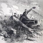 Union soldiers capture a Confederate artillery piece in a battle on Bolivar Heights, October 16, 1861 (New-York Illustrated News, October 28, 1861; M. Wilson, artist; courtesy of Princeton University Library)
