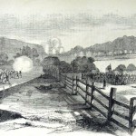 View from the National Road as Union artillery fires on Confederate positions on South Mountain (Frank Leslie's Illustrated Newspaper, October 4, 1862; F.H. Schell, artist; courtesy of Princeton University Library)