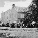 The offices of the U.S. Sanitary Commission at Gettysburg, Pennsylvania (July 1863, Alexander Gardner, photographer; Library of Congress) 
