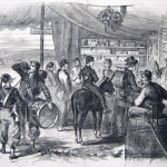 A sutler's store in Harpers Ferry is well attended by soldiers looking to purchase alcohol, tobacco, and other goods (Frank Leslie's Illustrated Newspaper, November 29, 1862; courtesy of Princeton University Library)