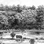 Union Colonel Edward Baker's command crossing from Harrison's Island to Ball's Bluff, October 21, 1861 (John D. Baltz, Hon. Edward D. Baker - Colonel E.D. Baker's Defense in the Battle of Ball's Bluff...[Lancaster, PA: Inquirer Printing Co., 1888], before p.157)