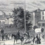 Departure of Union troops from Chambersburg on June 7, 1861, on their way to Maryland (Harper's Weekly, June 29, 1861; NPS History Collection)