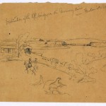 Destruction of the railroad bridge over the Monocacy River by the Confederates on July 9, 1864 (Alfred R. Waud, artist; Library of Congress)