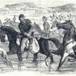 The raiding Confederates took stolen horses and other plunder back with them (F.H. Schell, artist; Frank Leslie's Illustrated News, November 1, 1862; courtesy of Princeton University Library)