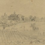 The seminary is near where General Reynolds' and General Longstreet's forces battled on the first day (July 1, 1863, Alfred R. Waud, artist; Library of Congress)