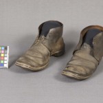 Pair of black leather Civil War shoes found at Gettysburg (Gettysburg National Military Park)