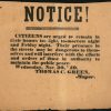 document-2 Broadside from mayor of Charlestown urging residents to stay indoors on the nights immediately before John Browns hanging (Gettysburg National Military Park)